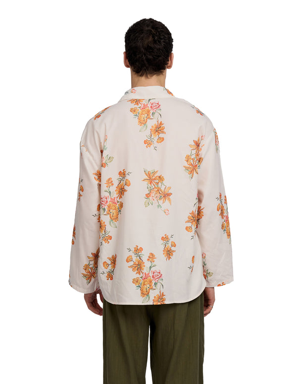 Aura Floral Open Sleeve Shirt Beige