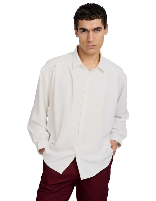 Lucien Pleated Shirt White