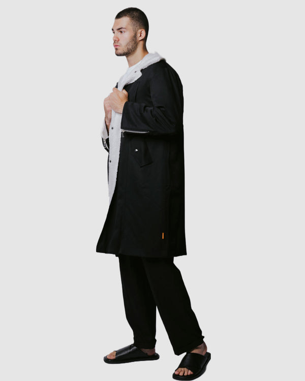 Otto Trimmed Coat Black