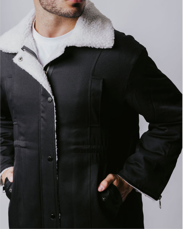 Otto Trimmed Coat Black