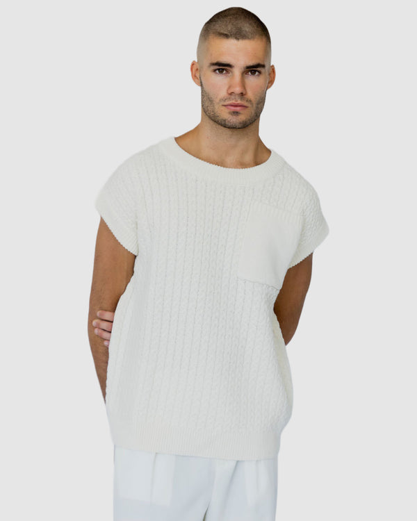 Mateo Pocket Knitted Vest Beige