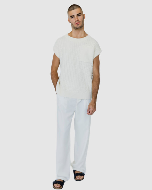 Mateo Pocket Knitted Vest Beige