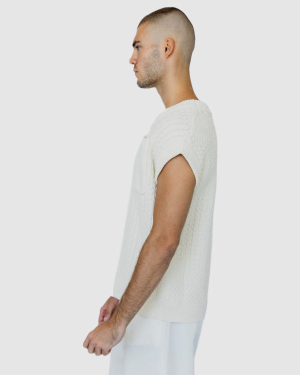 Mateo Pocket Knitted Vest Beige