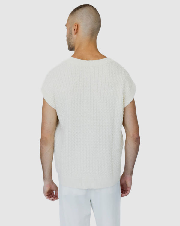 Mateo Pocket Knitted Vest Beige