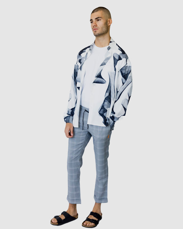 Lark Print Casual Shirt White