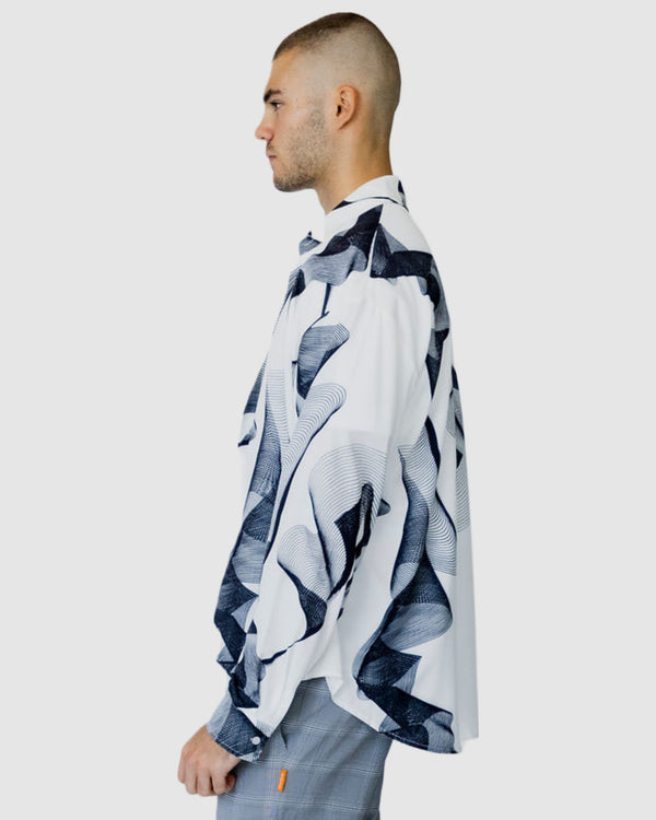 Lark Print Casual Shirt White