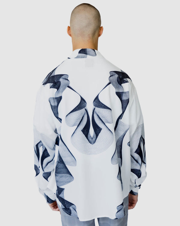 Lark Print Casual Shirt White