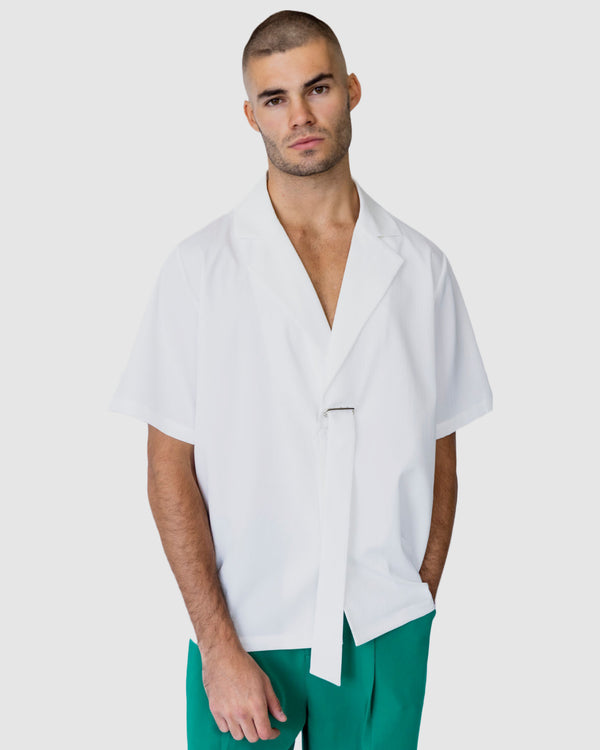 Asher Short Sleeve Tie Shirt White