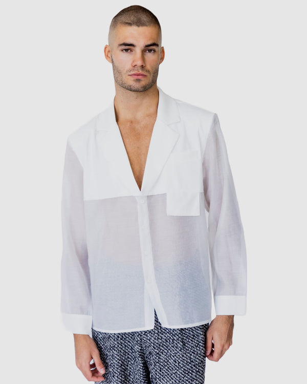Isaiah Collared Sheer shirt White