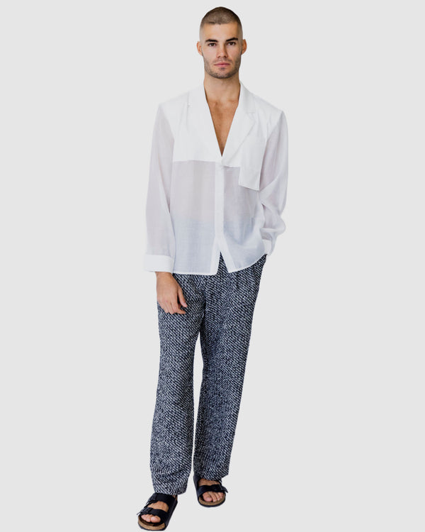 Isaiah Collared Sheer shirt White