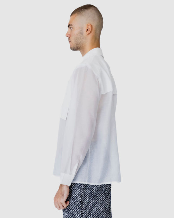 Isaiah Collared Sheer shirt White