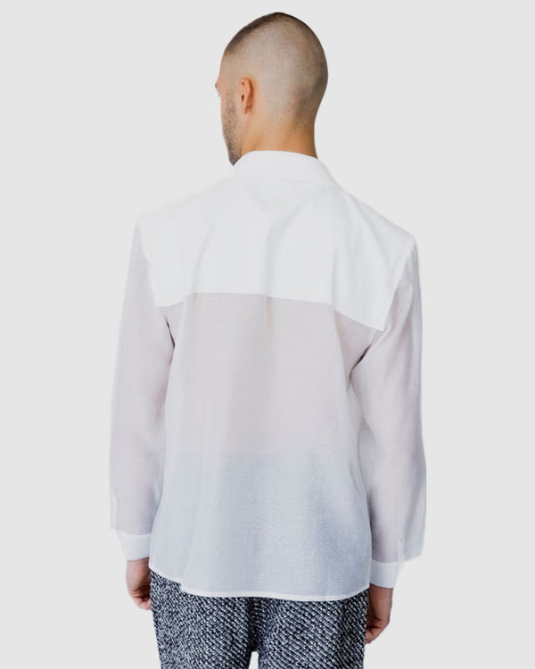 Isaiah Collared Sheer shirt White