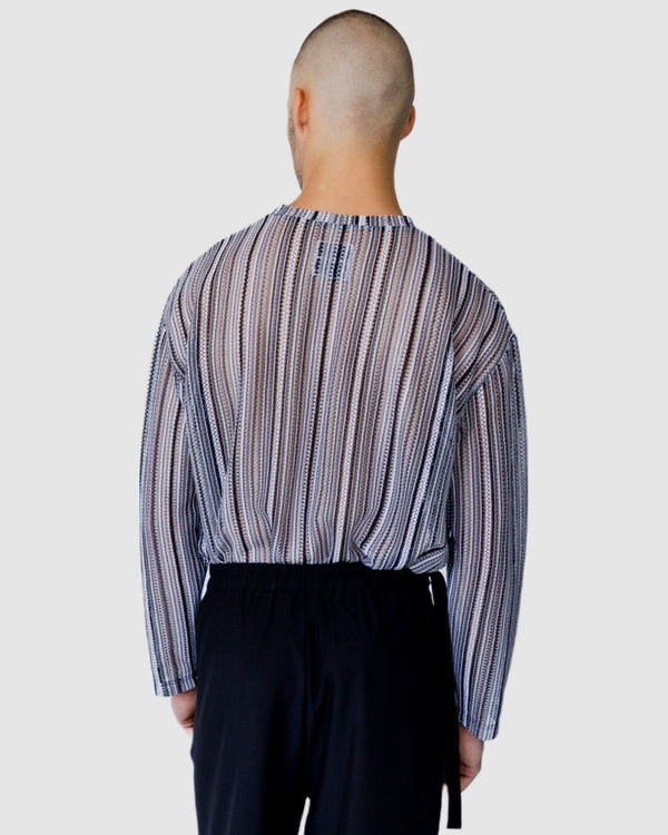 Chad Sheer Stripe Top Grey