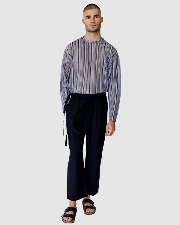 Chad Sheer Stripe Top Grey