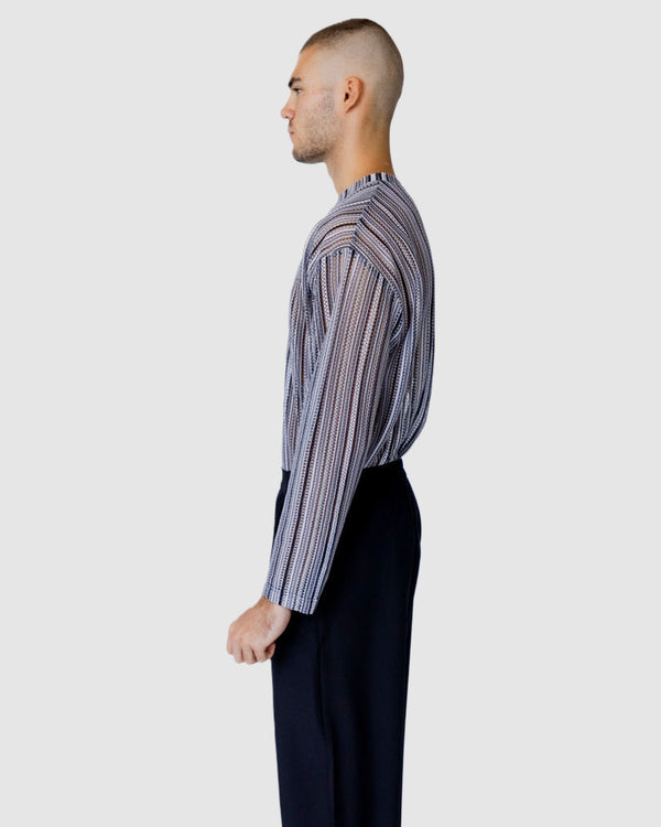 Chad Sheer Stripe Top Grey
