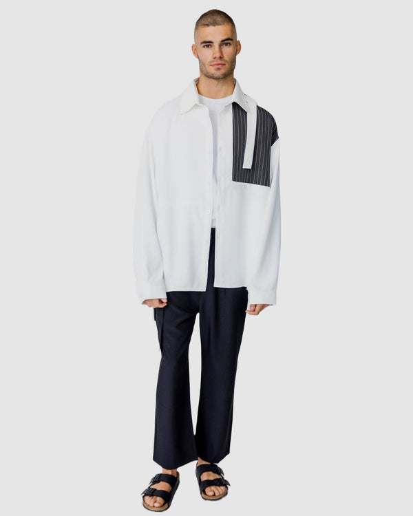 Tatum Pinstripe Block Shirt White