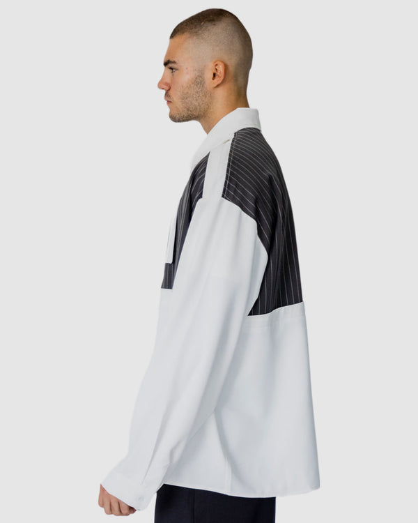 Tatum Pinstripe Block Shirt White