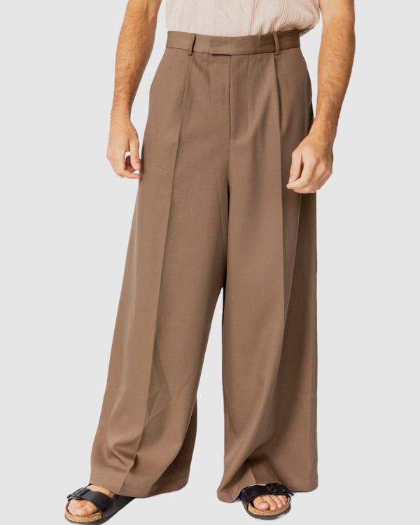 Adrian Wide Leg Trousers Brown