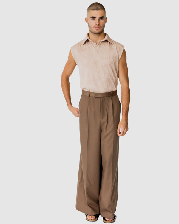 Adrian Wide Leg Trousers Brown