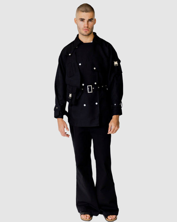 Bartel Flared Chino Pants Black