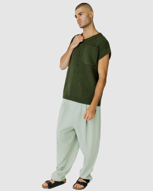 Mateo Pocket Knitted Vest Green
