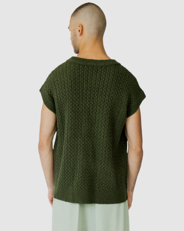 Mateo Pocket Knitted Vest Green