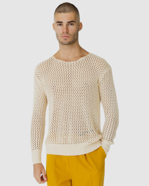 Kasper Fishnet Sweater Cream