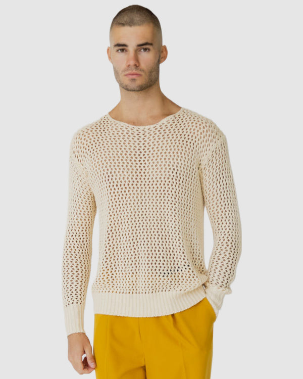 Kasper Fishnet Sweater Cream