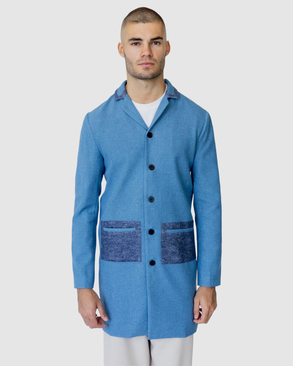 Hemming Woven Coat Blue
