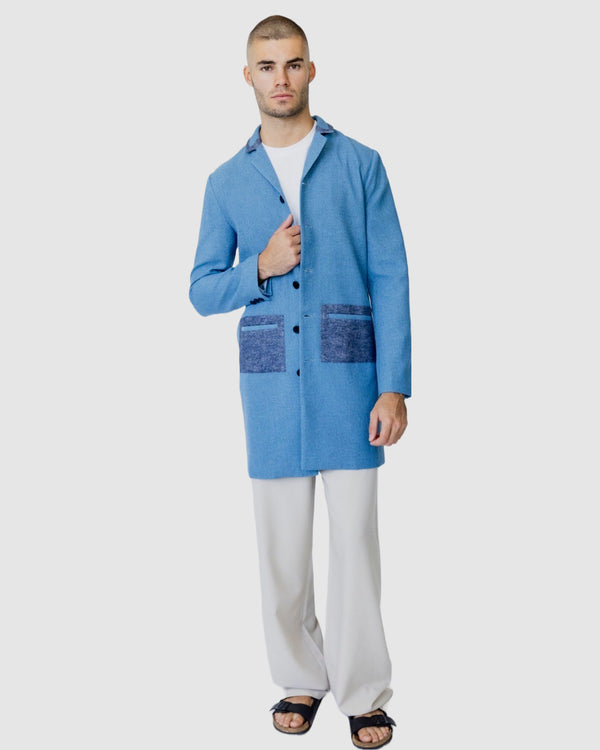 Hemming Woven Coat Blue