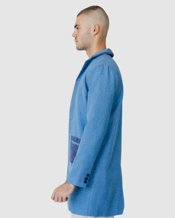 Hemming Woven Coat Blue