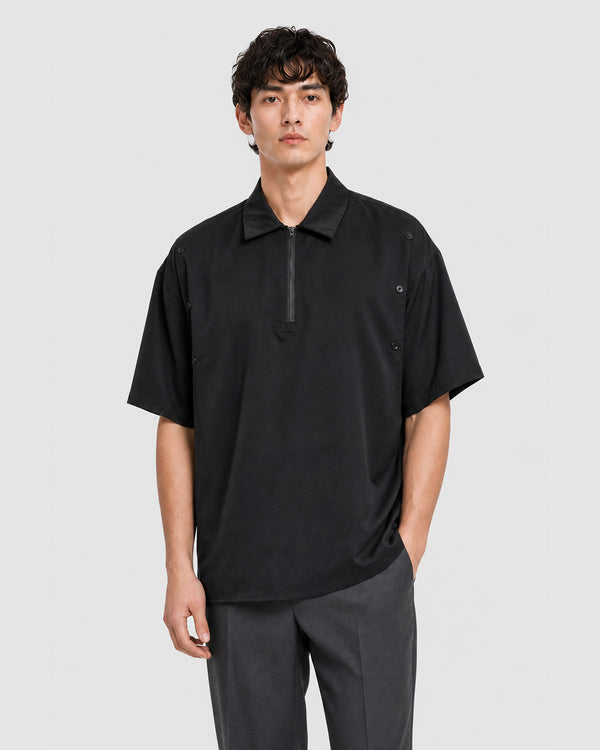 Zander Short Sleeve Zip Shirt Black