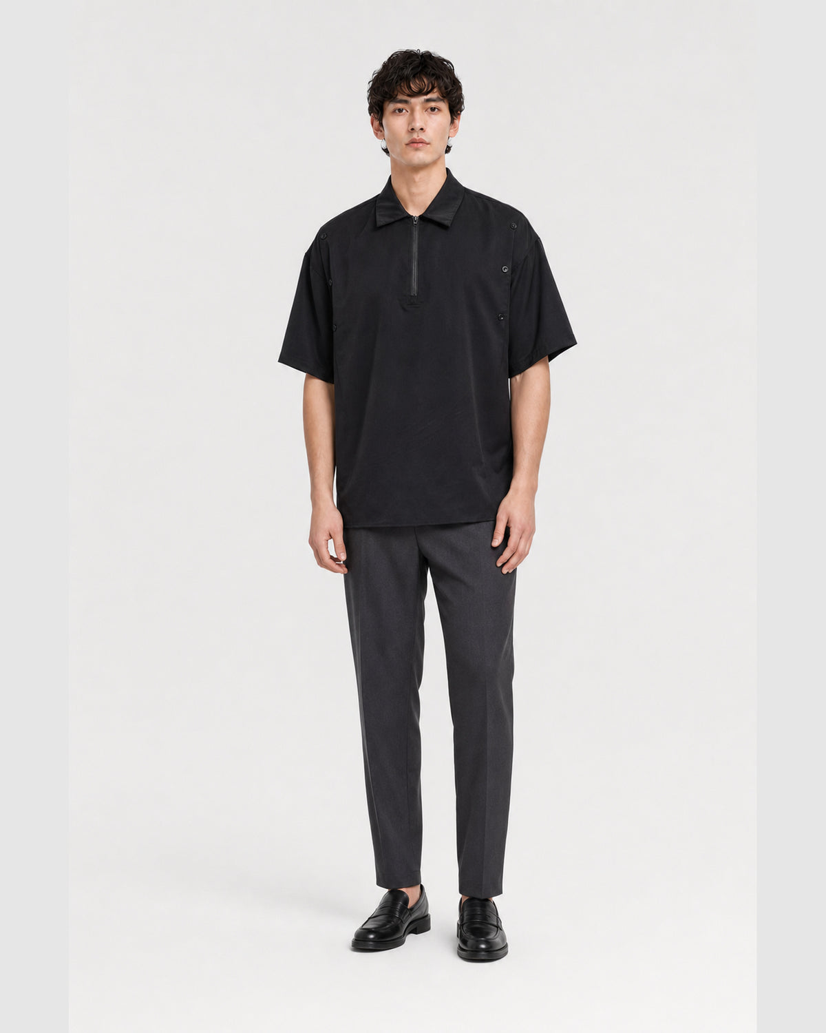 Zander Short Sleeve Zip Shirt Black