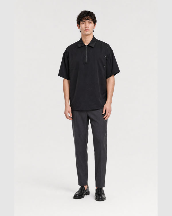Zander Short Sleeve Zip Shirt Black