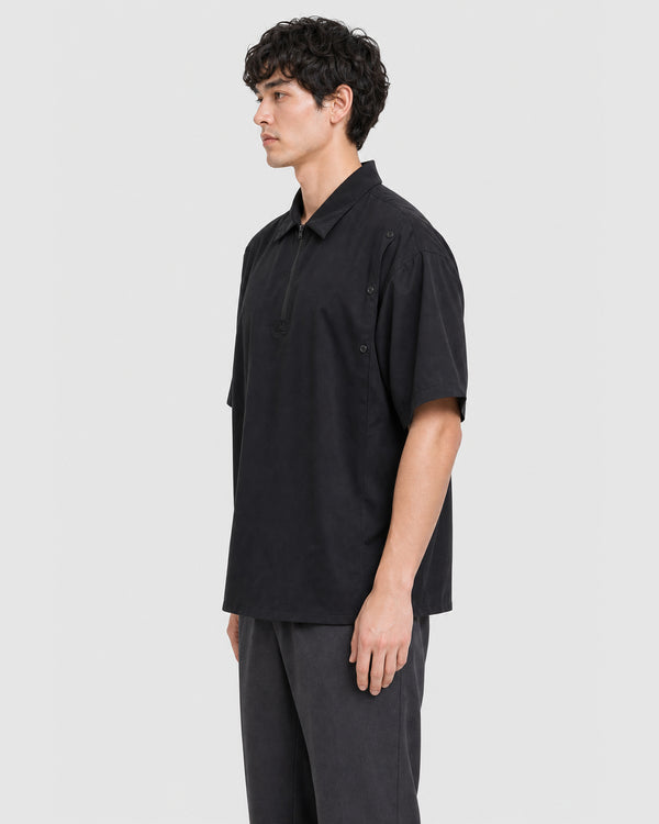 Zander Short Sleeve Zip Shirt Black