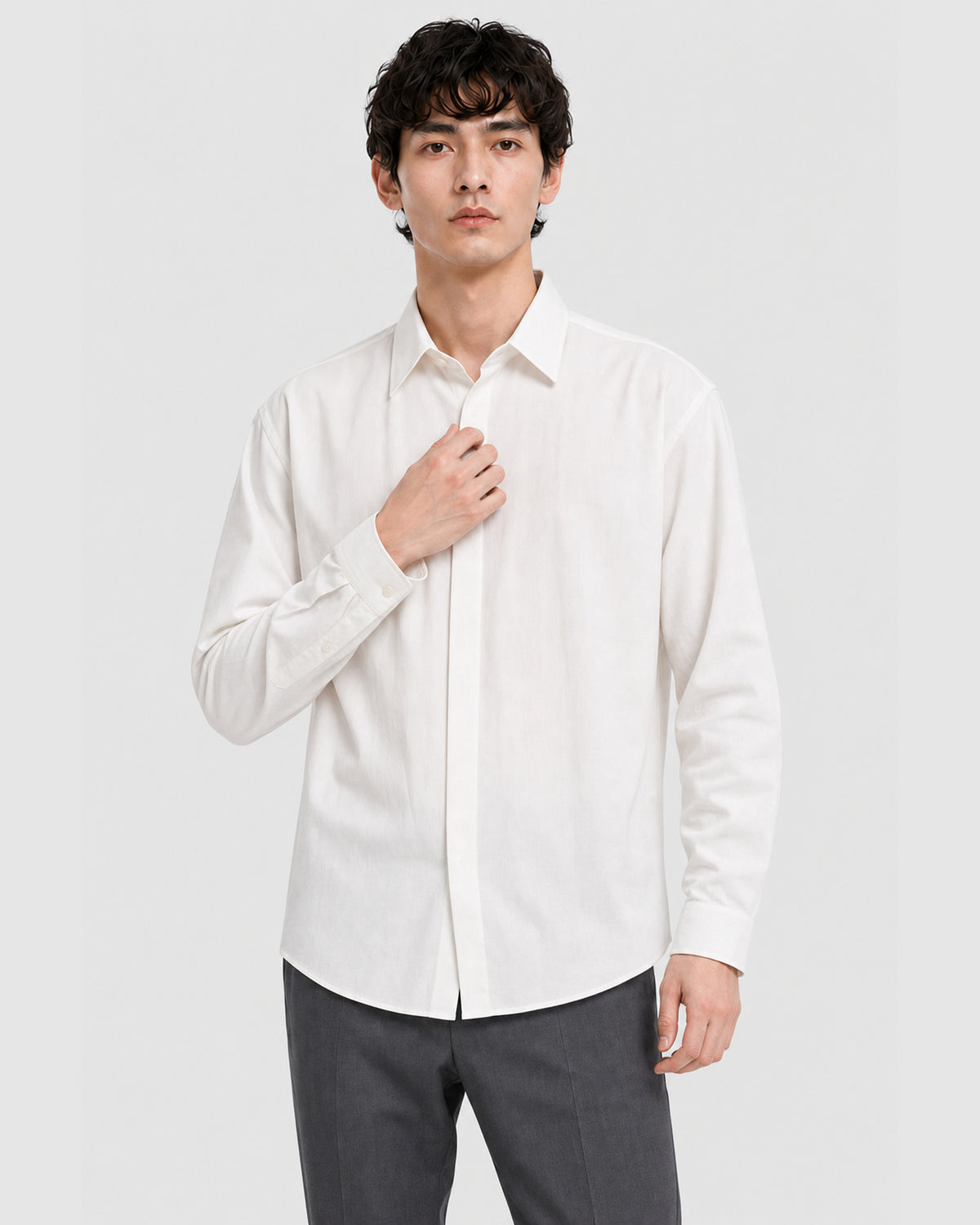 Lucien Pleated Shirt White