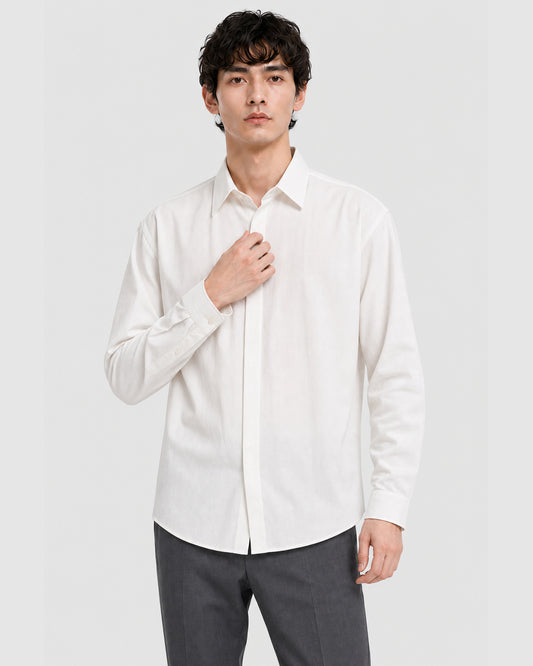 Lucien Pleated Shirt White