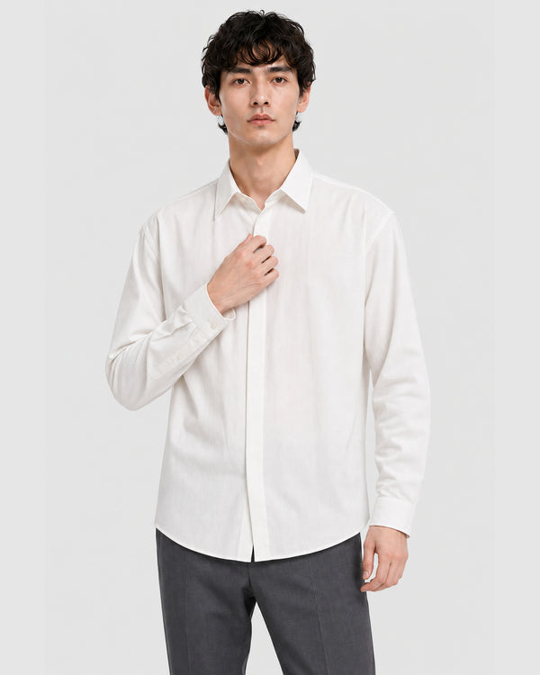 Lucien Pleated Shirt White