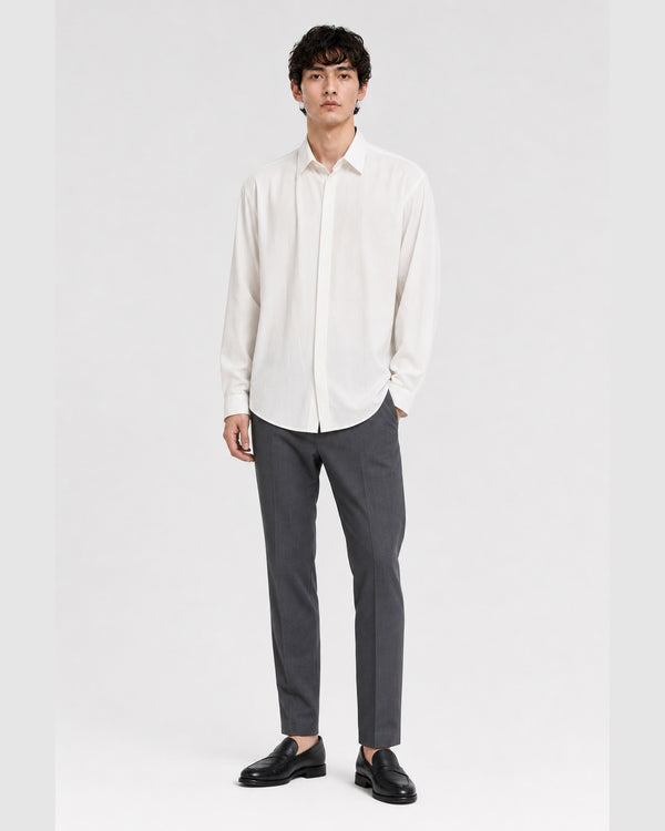 Lucien Pleated Shirt White