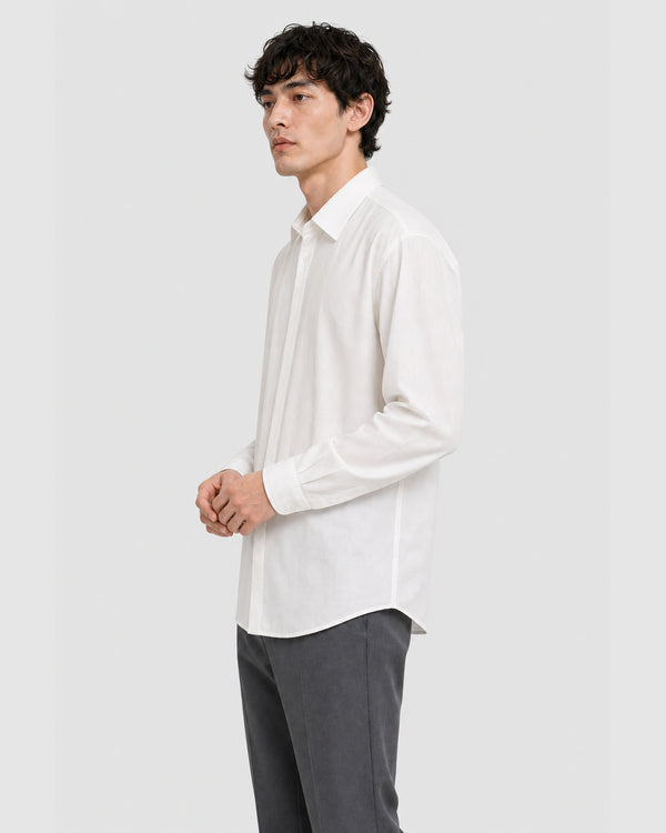 Lucien Pleated Shirt White