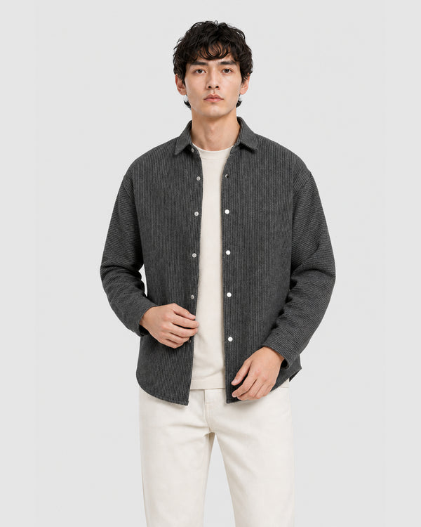 Frontline Stripped Thick Shirt Dark Grey