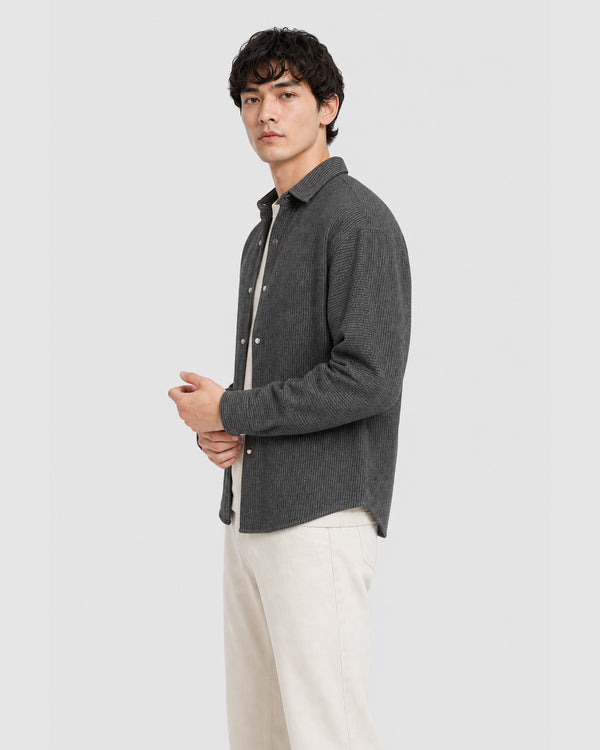 Frontline Stripped Thick Shirt Dark Grey