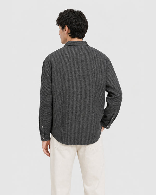 Frontline Stripped Thick Shirt Dark Grey