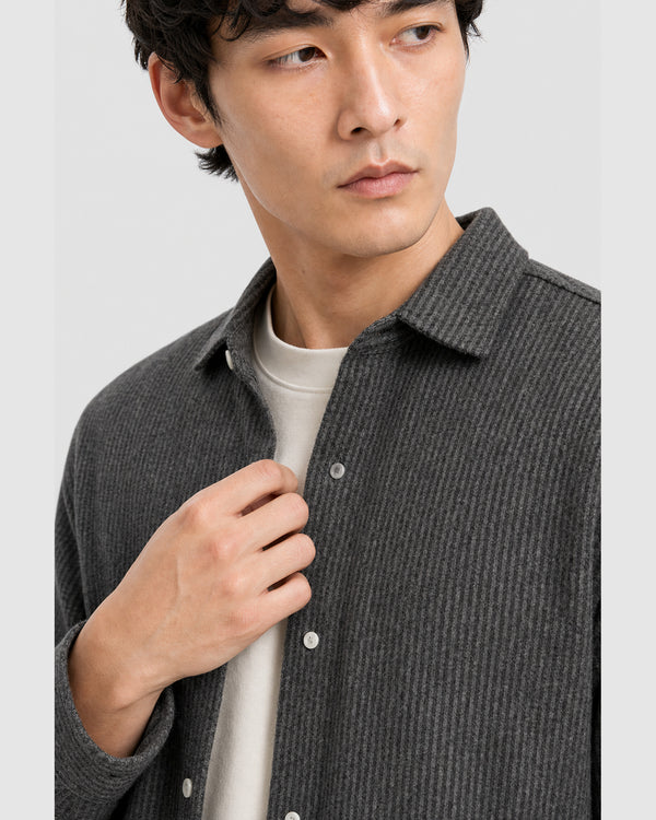 Frontline Stripped Thick Shirt Dark Grey