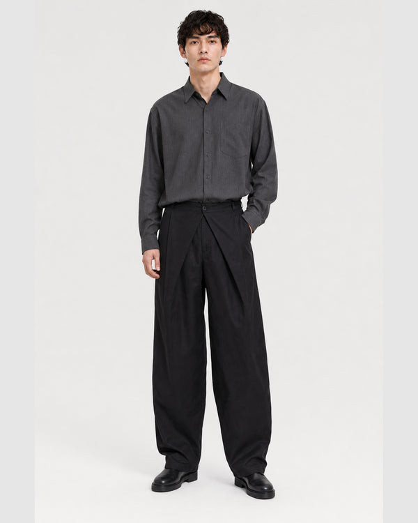 Merin Double Pleated Wide Pants Black