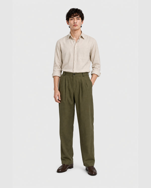 Patel Linen Wide Trousers Green