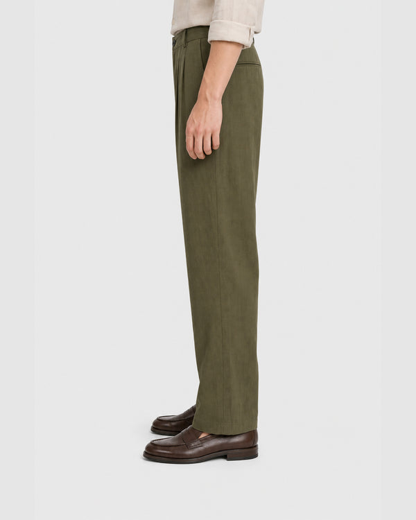 Patel Linen Wide Trousers Green