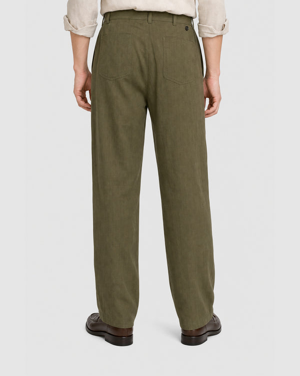 Patel Linen Wide Trousers Green