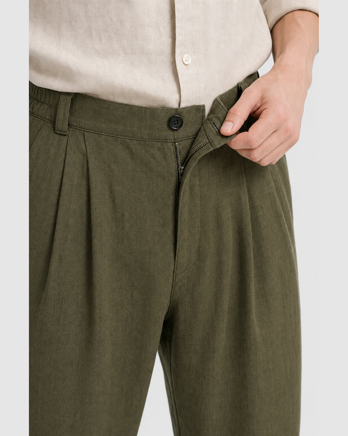 Patel Linen Wide Trousers Green