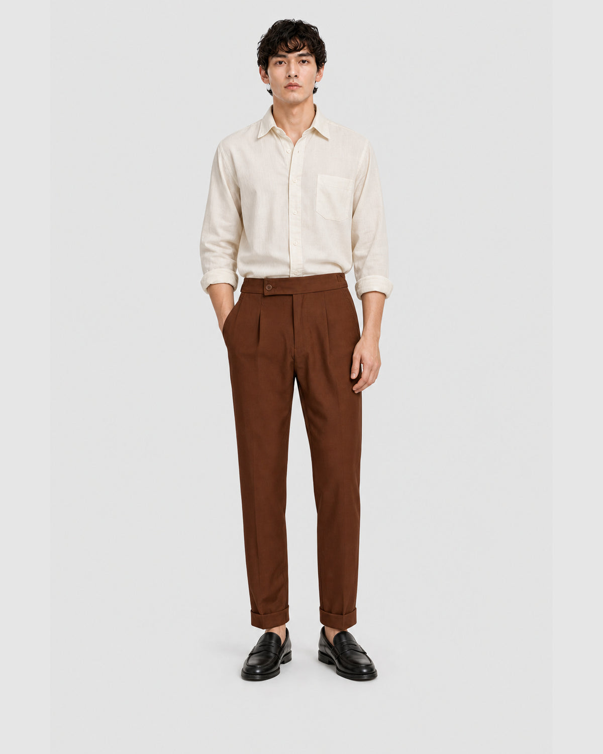 Vittori High Waist Cropped Pants Brown